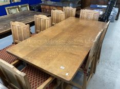 Bob 'Wrenman' Hunter of Thirlby oak rectangular refectory table on cross stretcher supports,