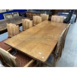 Bob 'Wrenman' Hunter of Thirlby oak rectangular refectory table on cross stretcher supports,