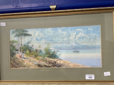 19th cent. Y. Gianni: Grand Tour Souvenir watercolour two girls Bay of Naples, signed lower right,