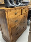 19th cent. Mahogany two over three chest of drawers. 41ins. x 39½ins. x 19½ins.