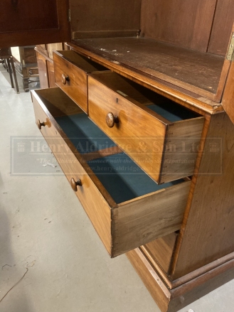 19th cent. Mahogany linen press robe over two short and three long drawers minus sliders. 50ins. x - Image 5 of 7