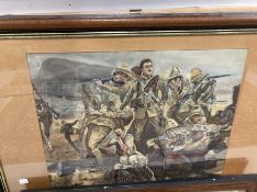 Art: Watercolour after Richard Canton Woodville, Boer War Skirmish. 23ins. x 17½ins.