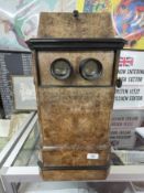 19th cent. French walnut tabletop stereoscopic viewer, with carousel to view the accompanying