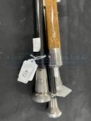 Silver topped walking sticks, two with engine turned knobs, and two plain tops. (4)