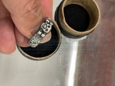 Militaria: Third Reich, a white metal replica SS Totenkopf ring in a black cardboard box with SS