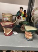 20th cent. Ceramics: The Old Balloon Seller H.N 1315, Parson Brown miniature Toby jug, two others