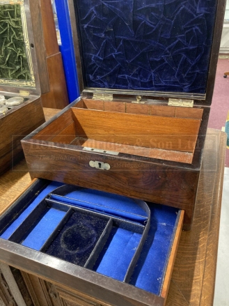 19th cent. Rosewood writing box with base drawer. 12ins. x 7ins. - Image 3 of 3