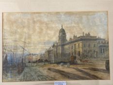 Irish Art: Henry George Roper - Curzon (1822-1892). Watercolour of The Customs House Dublin on the