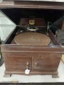 HMV Gramophone. Mahogany cased with opening sound doors.