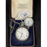 Hallmarked Silver: Open faced pocket watch by J.W. Benson, hallmarked London with a silver watch