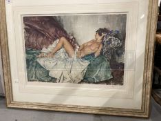 Limited Edition Prints: Sir William Russell Flint (1880-1969). Reclining Nude 299/850. Blind WRF