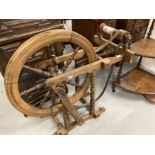 19th cent. Beech wool spinning wheel. 30ins. x 31ins. x 10ins.