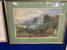 Late 19th/early 20th cent. Continental School: Study of a lake and mountains. 20ins. x 13ins.