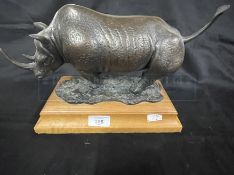 Michael Tandy 1942. Bronze Rhinoceros, signed and dated. 13ins.