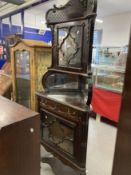 19th cent. Mahogany glazed two part corner cupboard.