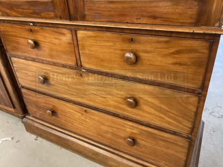 19th cent. Mahogany linen press robe over two short and three long drawers minus sliders. 50ins. x - Image 6 of 7