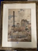 19th/early 20th cent. Italian Onorato Carlandi (1848-1939): Watercolour of Roman ruins titled