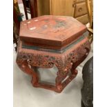 Early 20th cent. Chinese red lacquer table. Height 20ins. x Width 20ins.