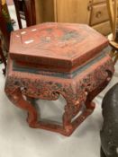 Early 20th cent. Chinese red lacquer table. Height 20ins. x Width 20ins.