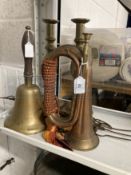 Metalware: Emergency Services memorabilia, Winkworth bell metal fire alarm hand bell with oak