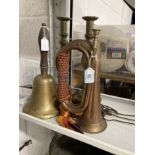 Metalware: Emergency Services memorabilia, Winkworth bell metal fire alarm hand bell with oak