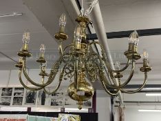 20th cent. Brass twelve branch chandelier. 30ins.