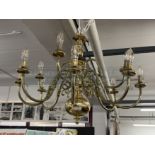 20th cent. Brass twelve branch chandelier. 30ins.