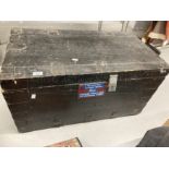 19th cent. Metal edged toolbox. Approx. 36ins. x 18ins. x 18ins.