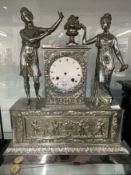 Clocks: 19th cent. Chromed Lequent of Paris mantle clock, heavily decorated in the Neo Classical