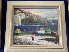 Michael Tandy 1942. Oil on board Curious Onlooker Polperro, signed bottom left. 15ins. x 12ins.