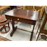 19th cent. Mahogany single drawer table. 25½ins. x 17½ins. x 29ins.