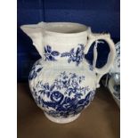 Late 18th cent. Ceramics: Worcester Caughley blue/white mask jug. Height 8ins.