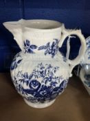 Late 18th cent. Ceramics: Worcester Caughley blue/white mask jug. Height 8ins.