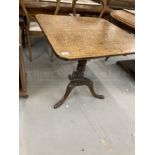 Late 18th/early 19th cent. Oak square tilt top table on tripod leg base. 28½ins. x 27½ins.