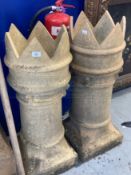 Gardenalia: Early 20th cent. crown top chimneys. 35ins. (2)