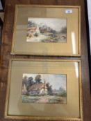 19th cent. Bunford Joyce: Watercolours, A Cottage, and Leyton Forbes Cottage by a Stream. Both 8¾