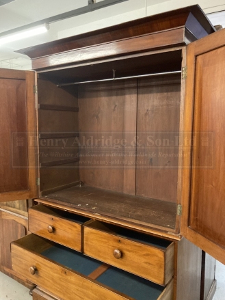 19th cent. Mahogany linen press robe over two short and three long drawers minus sliders. 50ins. x - Image 4 of 7