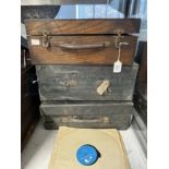 Early 20th cent. Three portable record players, two by Columbia, in their fitted cases, together