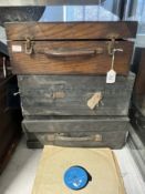 Early 20th cent. Three portable record players, two by Columbia, in their fitted cases, together