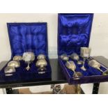 Platedware: Cased set of six silver plated goblets x 2.