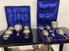 Platedware: Cased set of six silver plated goblets x 2.