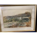 20th cent. British School: Viaduct Over River, watercolour on paper, indistinct signature. 19ins.