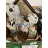 Late 19th/Early 20th cent. Ceramics: Staffordshire flatbacks, girl with a goat, Highland lad and his