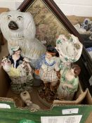 Late 19th/Early 20th cent. Ceramics: Staffordshire flatbacks, girl with a goat, Highland lad and his