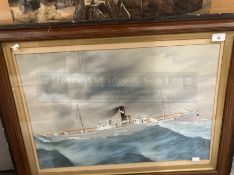 Early 20th cent. Gouache ship 'Heronspool'. 25ins. x 16½ins.