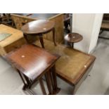 Pre war - 20th cent. Mahogany and rosewood nest of three tables, coffee table, wine table etc.