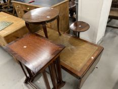 Pre war - 20th cent. Mahogany and rosewood nest of three tables, coffee table, wine table etc.