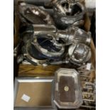 Silver Plate: Items include a pair of Old Sheffield plate coasters, photograph frames, bud vases,