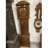 Clocks: 20th cent. Oak grandmother, treen face, brass chapter ring. 12ins. x 54ins. (7ins dial)