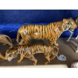 20th cent. Ceramics: Beswick Tiger No 2096, model 1486 and another unmarked Tiger.